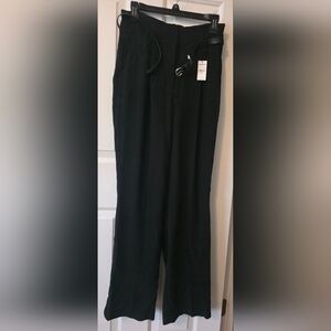 Express Black Belted Wide Leg Super High Rise Pants